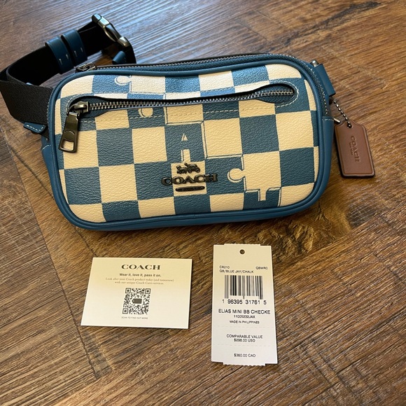 NWT AUTHENTIC COACH CR210 Elias Mini Belt Bag With Checkerboard Print - Picture 5 of 11